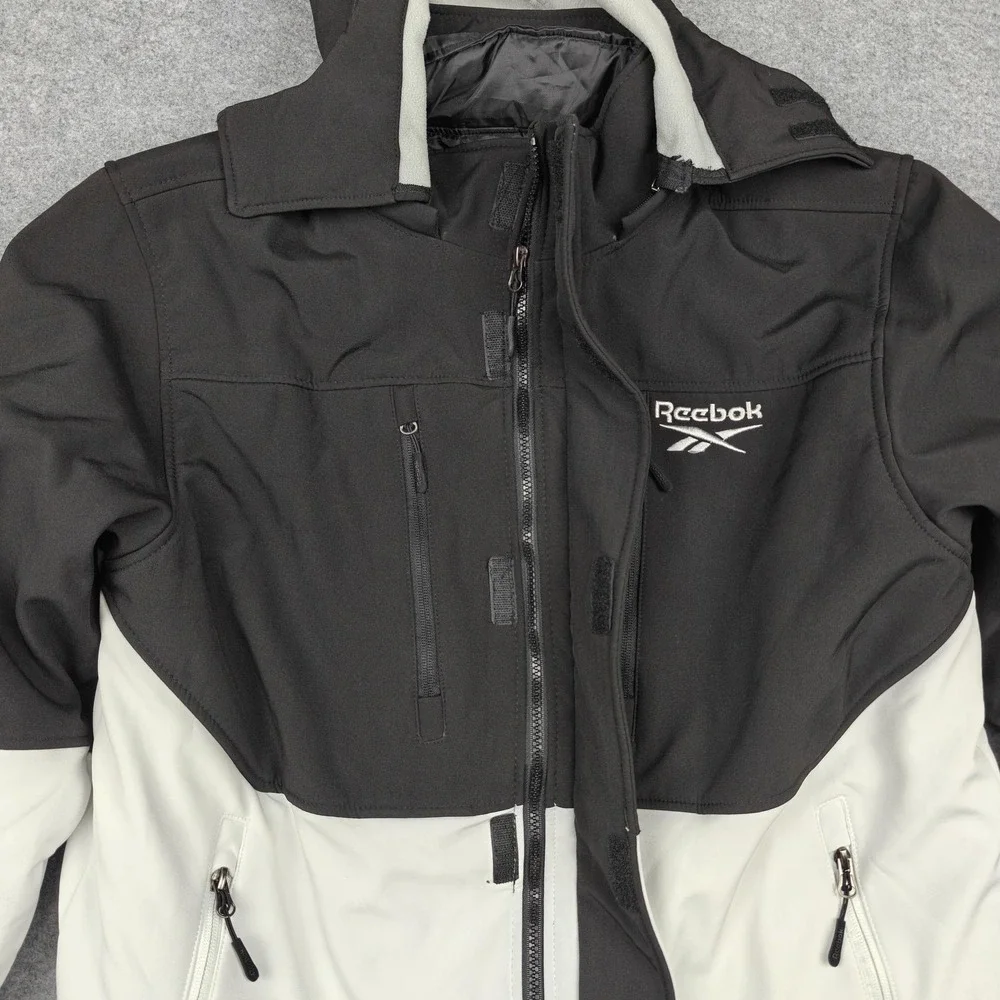 Reebok Jacket Mens Medium Black Gray 3-in-1 Hooded‎ Soft Shell Insulated Parka